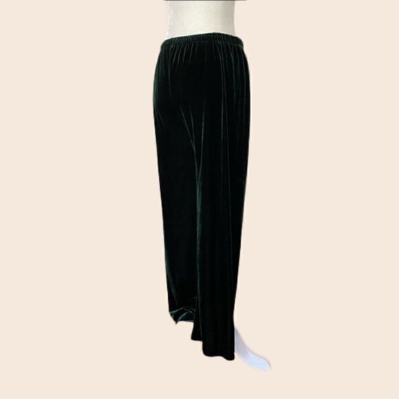 Vintage Forest Green Velvet Wide Leg Pants Size Medium - Picture 2 of 8